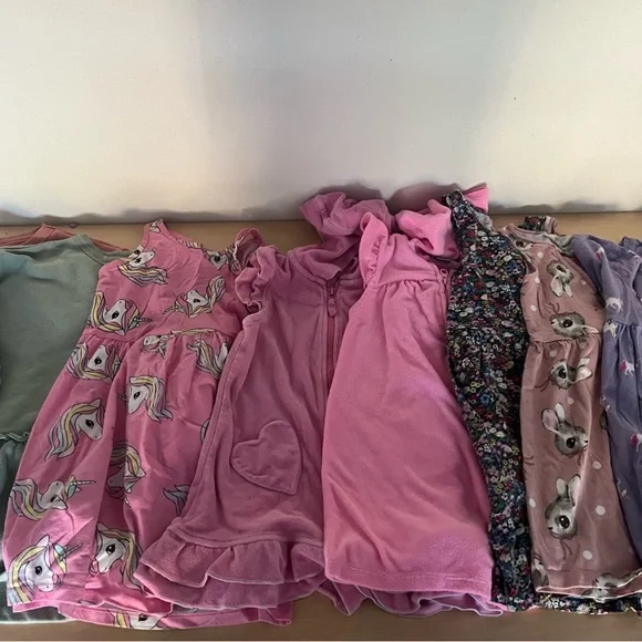 H&M old navy mixed lot brand Pink girls print  Kids Dresses 4-5-6 robes - Picture 4 of 7
